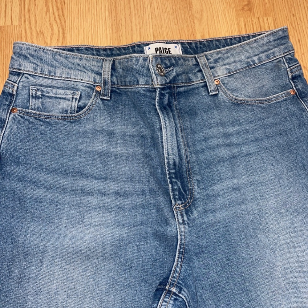 Paige EUC Anessa 31 Wide Leg Raw Hem Denim Jeans Sz 31 - Picture 5 of 10